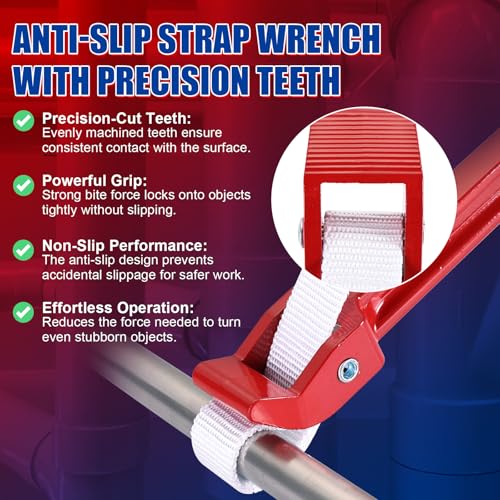 NYXOVA 12" Adjustable Strap Wrench, Heavy Duty Nylon Pipe Wrench