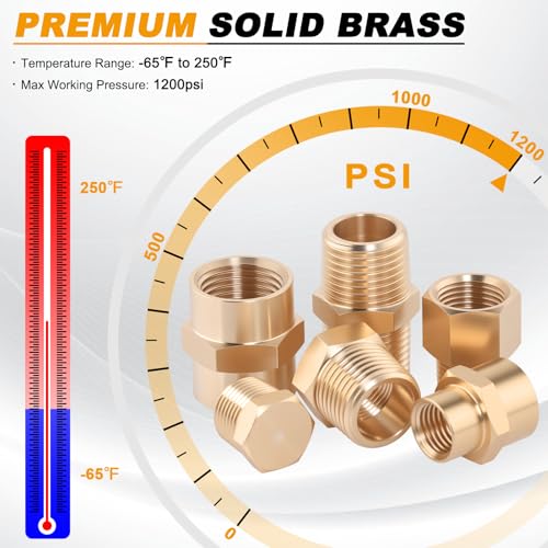 KOOTANS 66PCS Brass Pipe Fittings Assortment Kit Pipe NPT Set