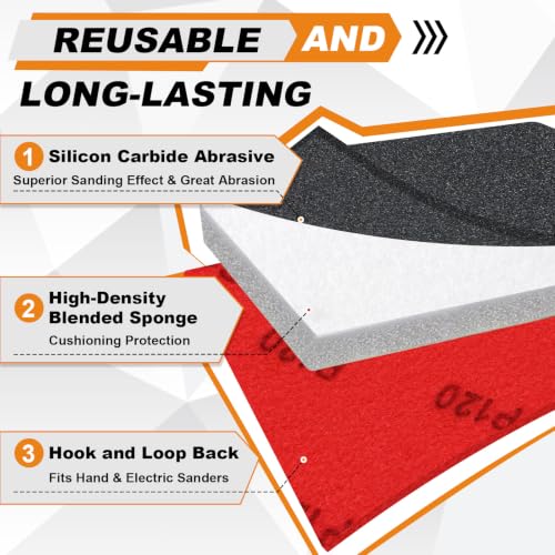 27 PCS 3x4 Inch Sanding Sponge, 3000 Grit Sandpaper Pads Sanding Blocks Set - color: 3000 Grit