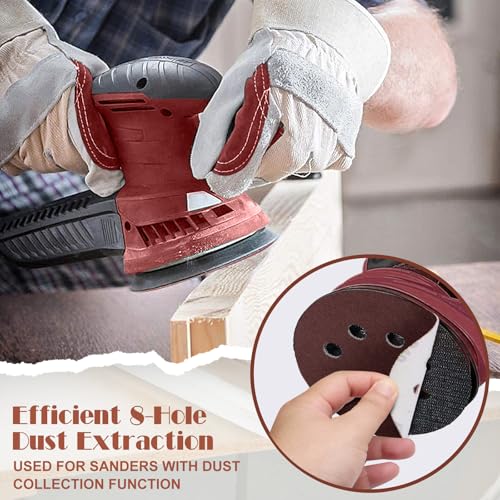 Sanding Discs Set, Jamiikury 5 Inch Orbital Sander Sandpaper Hook and Loop Sanding Pads Round Sand Paper - 60/120/240/400/600/800/1000/1200/1500/2000 Grit, Pack of 100