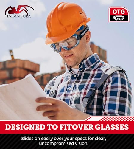 ANSI Z87.1+ Safety Goggles Over Glasses, Anti-Fog&Anti-Scratch UV380 Lenses - color: Clear & Blue