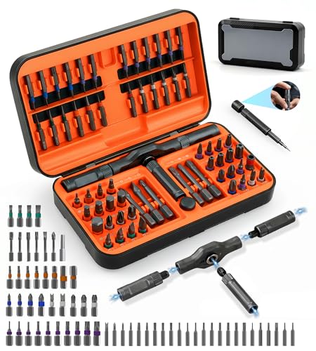 66 in 1 Magnetic Ratchet Screwdriver Set, Professional S2 Steel Precision Tool Kit with Magnet Case, Ratcheting Driver for Furniture Assembly, Electronics,Laptop Repair, DIY Enthusiasts, Men Dad Gift