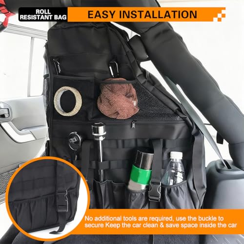 Multi-Pocket Roll Bar Storage Bag for Jeep Wrangler 4 Door 97-23
