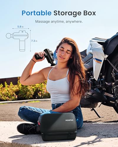 RENPHO Active Massage Gun Deep Tissue, Percussion Handheld Neck Massager - color: Ink-black