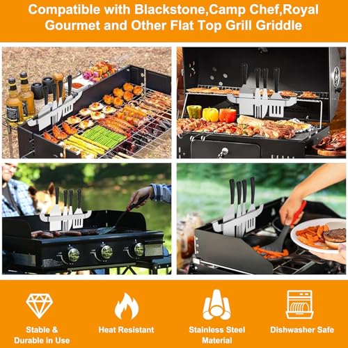 10 Inch Griddle Spatula Holder Magnetic Design, Stainless Steel Grill Barbecue Tool Rack, Griddle Accessories for Blackstone Flat Top Griddle and Other Grill Griddles (1 Pcs) - style: 1 pack