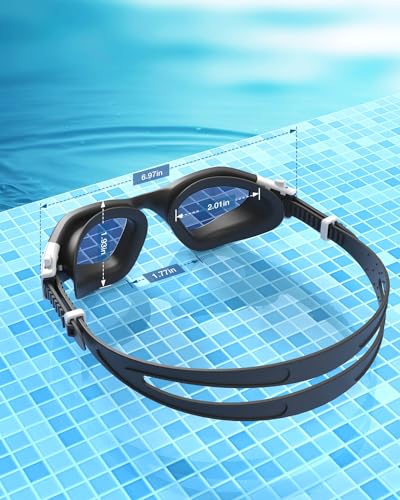ZIONOR Swim Goggles, G1 SE Swimming Goggles Anti-Fog for Adult Men Women - color: B7-gold Lens Black White Frame