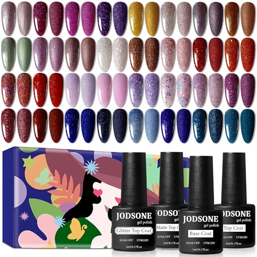 JODSONE Gel Nail Polish Shiny High Gloss Surface Strengthening Glitter Minimalistic Artistic Creation Starter Set 36 Pieces - color: B20