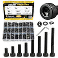 Kadrick M4 Screws Kit 1520PCS, M4x6MM-25MM Bolts with Nuts,Washers & Hex Wrench, Optimized Size Distribution, Class 12.9 Socket Head Cap M4 Screws, Black Zinc Plated, for Mechanical, Repair & DIY - size: M4 1520Pcs