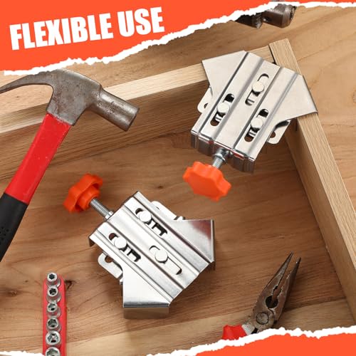 Hicarer 4 Pcs 90° Right Angle Clamp for Woodworking, Stainless Steel