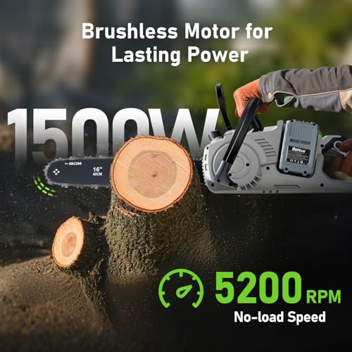 16" Brushless Cordless Chainsaw, Battery Powered Chain Saw - size: 16 inch Handheld