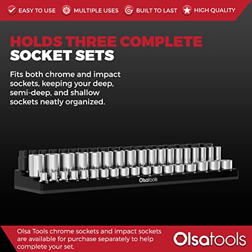 Olsa Tools Magnetic Socket Holder 1/2-Inch Drive Metric, Black, 54 Slots - color: Black, size: 1/2-Inch Drive, Metric