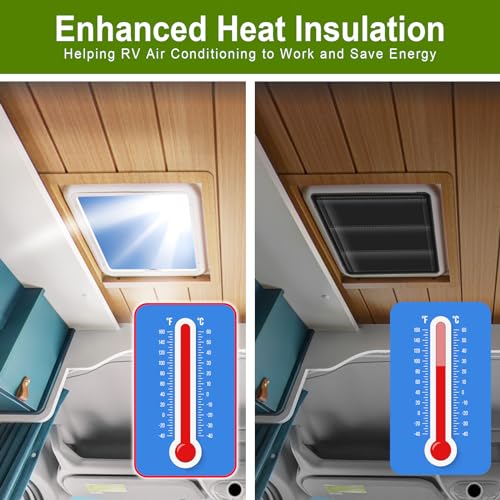 RV Skylight Cover, Magnetic Vent Cover for Roof16 ¼ (L) x 16 ¼" (W), RV Window Blackout with UV Protection and Foldable Magnet Design, Waterproof Fabric, Reflective - color: Black, size: 1 Pack (16.25"L x 16.25"W)