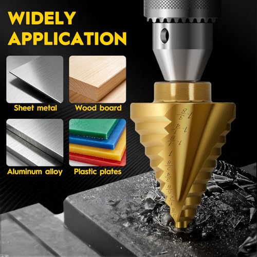 Titanium Step Drill Bit - 4241 HSS Step Bit with Two Spiral Grooved - color: 1Pcs Spiral
