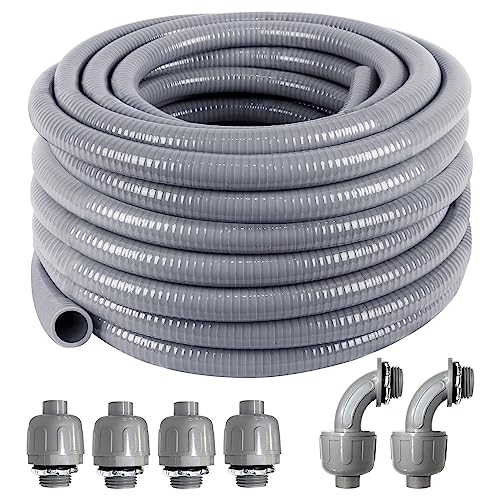 1-1/4inch 50FT Electrical Conduit Kit,Liquid-Tight Conduit and Connector - size: 1-1/4IN,50FT