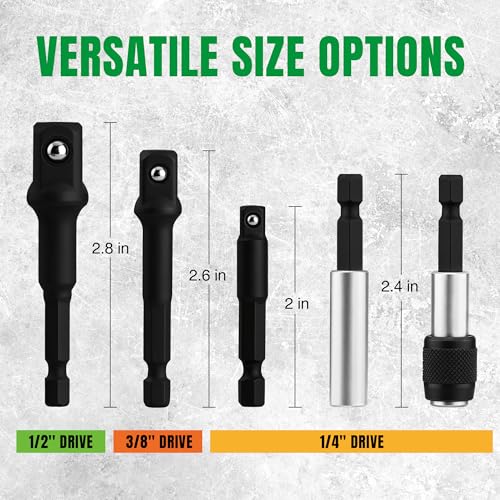 SK 5-Piece Impact Socket Adapter Set with Magnetic Drill Bit Holder