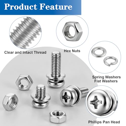 970PCS Machine Screws Assortment Kit Phillips Pan Head 304 SS M2-M5 - size: SS M2M2.5M3M4M5 970PCS