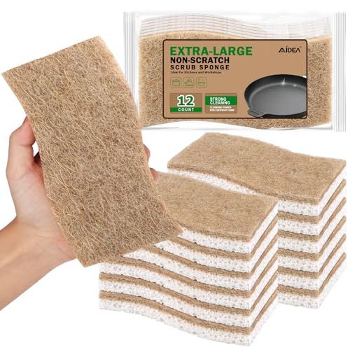 AIDEA XL Sponges Kitchen, 12Count, Non-Scratch Dish Sponges - color: Brown-extra Large