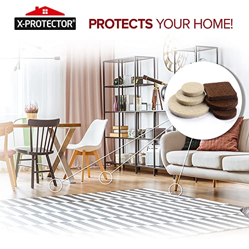 Felt Furniture Pads X-PROTECTOR 133 PCS Premium Furniture Pads - Felt Pads - size: 133 PCS Brown & Beige, Round & Square