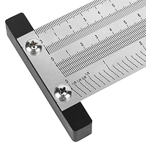Ultra Precision Marking T-Rule Hole Ruler Stainless Scribing Mark Carpenter Line Carpenter Measuring Tool(12 inches) - size: 12 inches