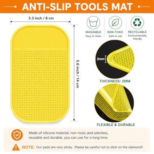 7 Pack Diamond Painting Sticky Mats, Anti Slip Gel Pads for Diamond Art Tools and Trays, Reusable Sticky Holder Pads for 5D Diamond Painting Kits, Craft Accessories for Adults