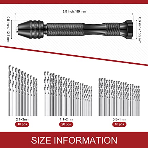 Zhehao 59 Pcs Hand Drill Bits Set Micro Drill Bit Set for Crafts, Black - color: Black