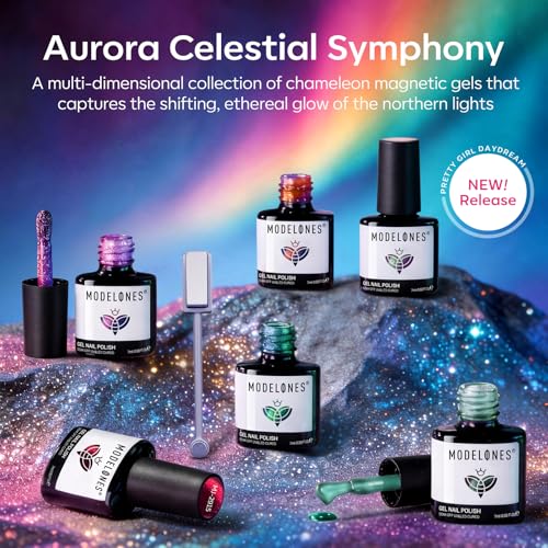 modelones Glitter Cat Eye Gel Nail Polish Set with Magnet Fall Cateye Gel - color: A A A1 Aurora CatEye