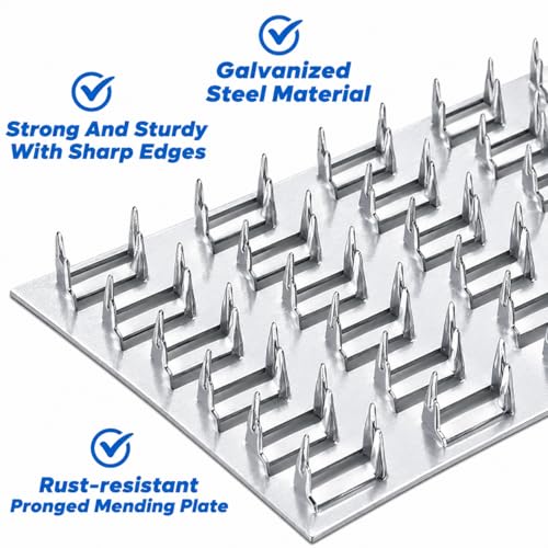 100 Pack Truss Plates Pronged Flat Mending Plate, 4 x 2 in, 9mm Teeth - size: 4 x 2 INCH