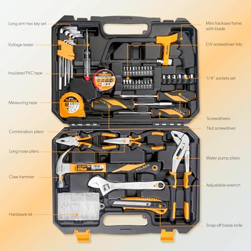 TOLSEN Home Repair Tool Set General Household Hand Tool Kit with Toolbox - size: 119 PCS