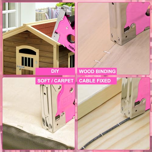 THINKWORK 3-in-1 Light Pink Staple Gun for Upholstery & Wood DIY - color: Light Pink