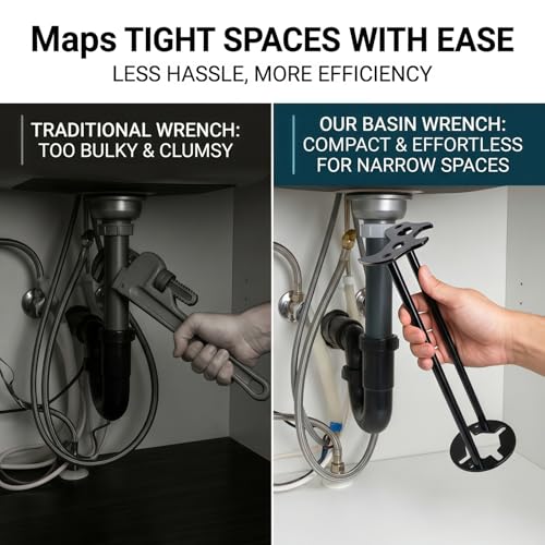 2Pcs Multifunctional Sink Wrench, Under Basin Faucet Plumbing Tool