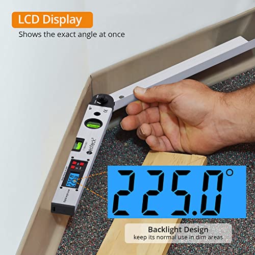 Neoteck 16 inch Digital Angle Finder 225°Aluminum Protractor LCD Backlight - color: Silver