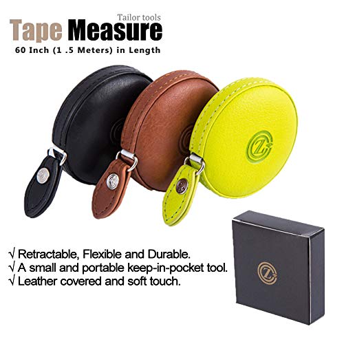 Sewing Tape Measure, Medical Body Cloth Tailor Craft Dieting Measuring Tape, 60 Inch/1.5M Dual Sided Retractable Ruler with Push Button Round(1 Pack, Blue) - color: Black Brown Green 3 pack