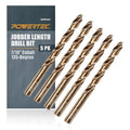 POWERTEC 7/16" Cobalt Drill Bits - 5 Pack - 5-35/64" Length - M35 HSS Jobber Length Twist Bits with 135° Tip for Drilling Wood, Metal, Stainless Steel, Nickel Alloy, Cast Iron & Plastic (QDB2020V) - style: 5PK 7/16" Cobalt Drill Bits (M35 135°)