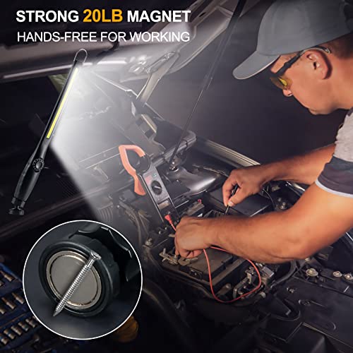 Magnetic LED Work Light, 24" USB Cable, 3300mAh Capacity, 4-Level Power Indicator Lights, 360 Pivoting Base, 20" Pull Force, 72 Hours of Low Brightness - size: 1 Pack
