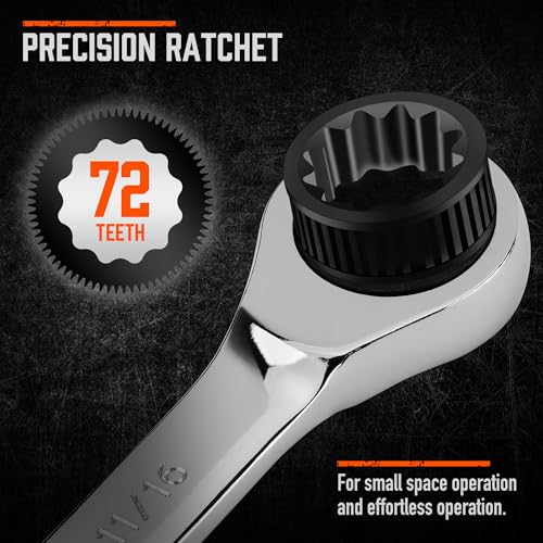 HORUSDY 26-Piece Ratcheting Wrench Set | Metric and SAE (6-19 mm & 1/4” to 3/4“) | Ratchet Combination Wrenches Set with Organizer | 72-Tooth | Chrome Vanadium Steel - style: 26pcs Metric&SAE Ratchet Wrench Set