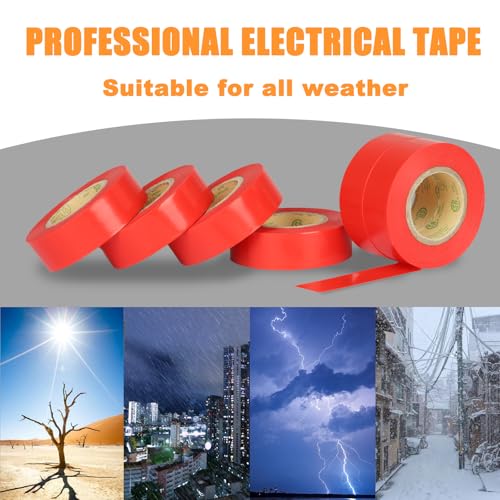 Red Electrical Tape, UL Approved, 0.7in x 33ft, 9 Pack - color: Red