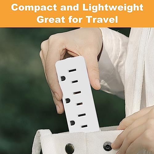3 Outlet Adapter Extender, 3 Way Grounded Plug Splitter, 1 to 3 Plug Outlet Splitter, White,2 Pack.