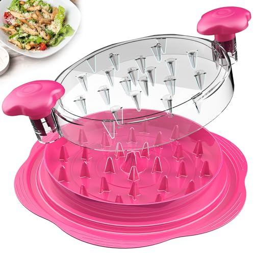 Chicken Shredder Tool Twist Large Meat Shredder with Brush&Fork, Hot Pink - color: Hot Pink