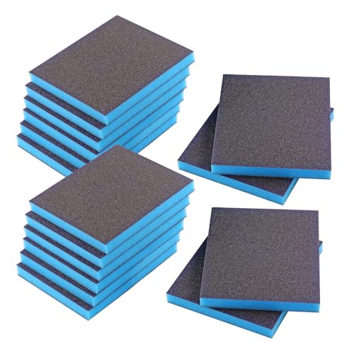 16Pcs 80 Grit Sanding Sponge, Jamiikury Sanding Blocks Washable and Reusable, Wet Dry Sandpaper Sponge for Wood Metal Furniture Paint and Drywall - size: 80 Grits