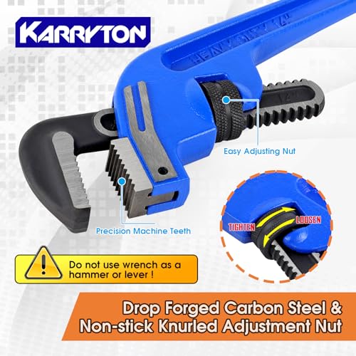 End Pipe Wrench set(8" 10" 14" 18"), Adjustable Cast Iron offset pipe Wrench, Perfect Plumbers Tool for Oil Field, Plumbing, Auto Repair, Construction and Mechanics - size: 8,10,14,18-IN, style: End