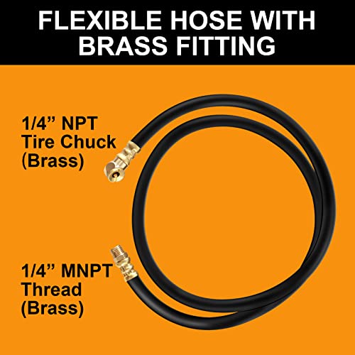 12Pc Air Tank Repair Kit, SUNROAD Air Tank Hose Assembly Kit Come with Pressure Gauge, Air Hose Connect, Aluminum Knob Air Tank Manifold,Reuseable Cable Tie,Valve Core Tool and Valve Cores