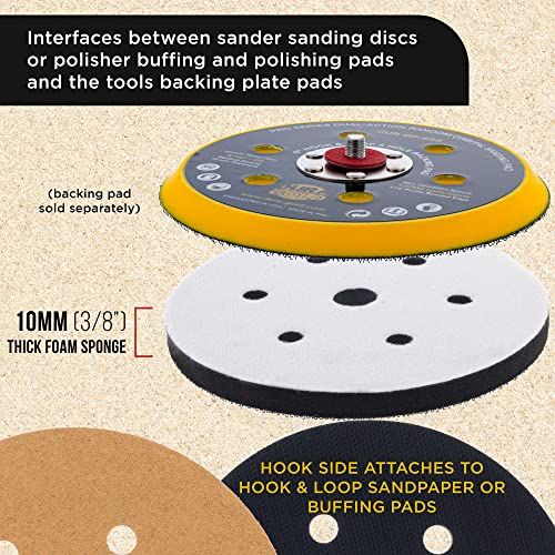 Dura-Gold 6" x 10mm Soft Density Interface Sanding Pad, 6 +1 Hole, 2 Pack - style: 6" - 6-Hole