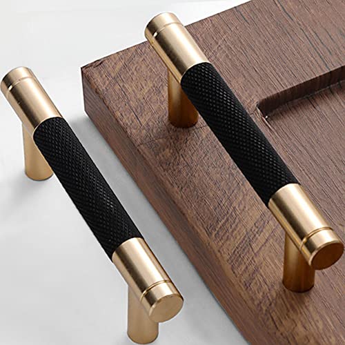 30 Pack 3 Inch 76 mm Knurled Cabinet Handles Cabinet Pulls Aluminum Handles Knurled Drawer Pulls Gold and Black Oxidation Finish with Diamond Pattern 4" Length (3" Hole Center) - color: Gold Black, size: 3 Inch