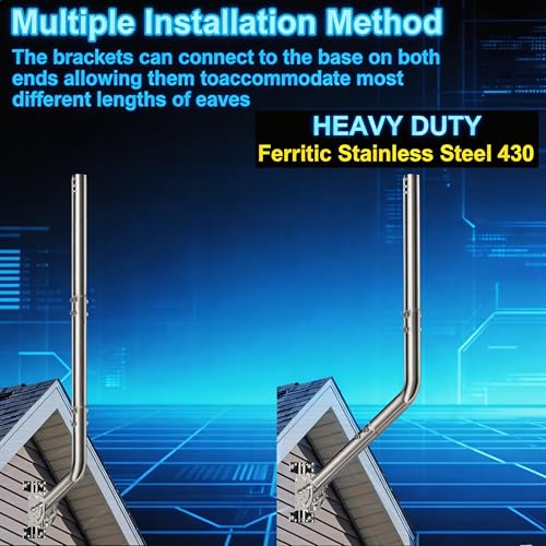 40" Heavy Duty Adjustable Antenna Wall Mount – 430 Stainless Steel J-Pole Solid Mast Bracket for Starlink (Adapter Required), TV Antennas, Weather Stations – 1.38" OD Pivot Base (Silver) - color: 40‘’ Long Wall Mount Silver