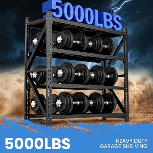 Heavy Duty Metal Shelving Units, Garage Shelves & Storage System - size: 75"W x 24"D x 69"H