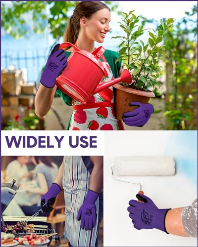 Nuogo 24 Pairs Gardening Gloves for Men Women Rubber Coated Landscaping Work Gloves Safety Work Construction - color: Purple