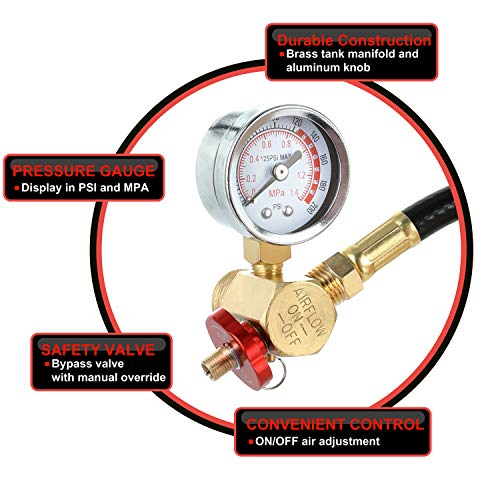 Hromee Air Tank Repair Kit w/Safety Valve, Pressure Gauge and 4 Feet Air Tank Hose Assembly kit for Portable Carry Tank - size: Air Tank Repair Kit
