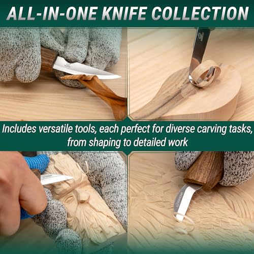 BeaverCraft Deluxe Wood Carving Kit S18X - Wood Carving Knife Set - Spoon Carving Tools Set - Whittling Knives - Woodworking Wood Carving Tools Large Whittling Kit S18X