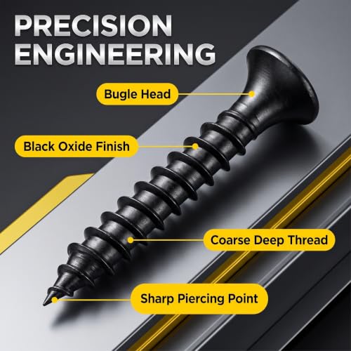 130Pcs Self-Tapping Black Wood Screws with Driver Bit, #6 x 5/8" - size: #6x5/8"