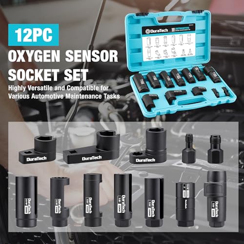 DURATECH 12PCS O2 Oxygen Sensor Socket Set with Storage Case - size: 12pcs